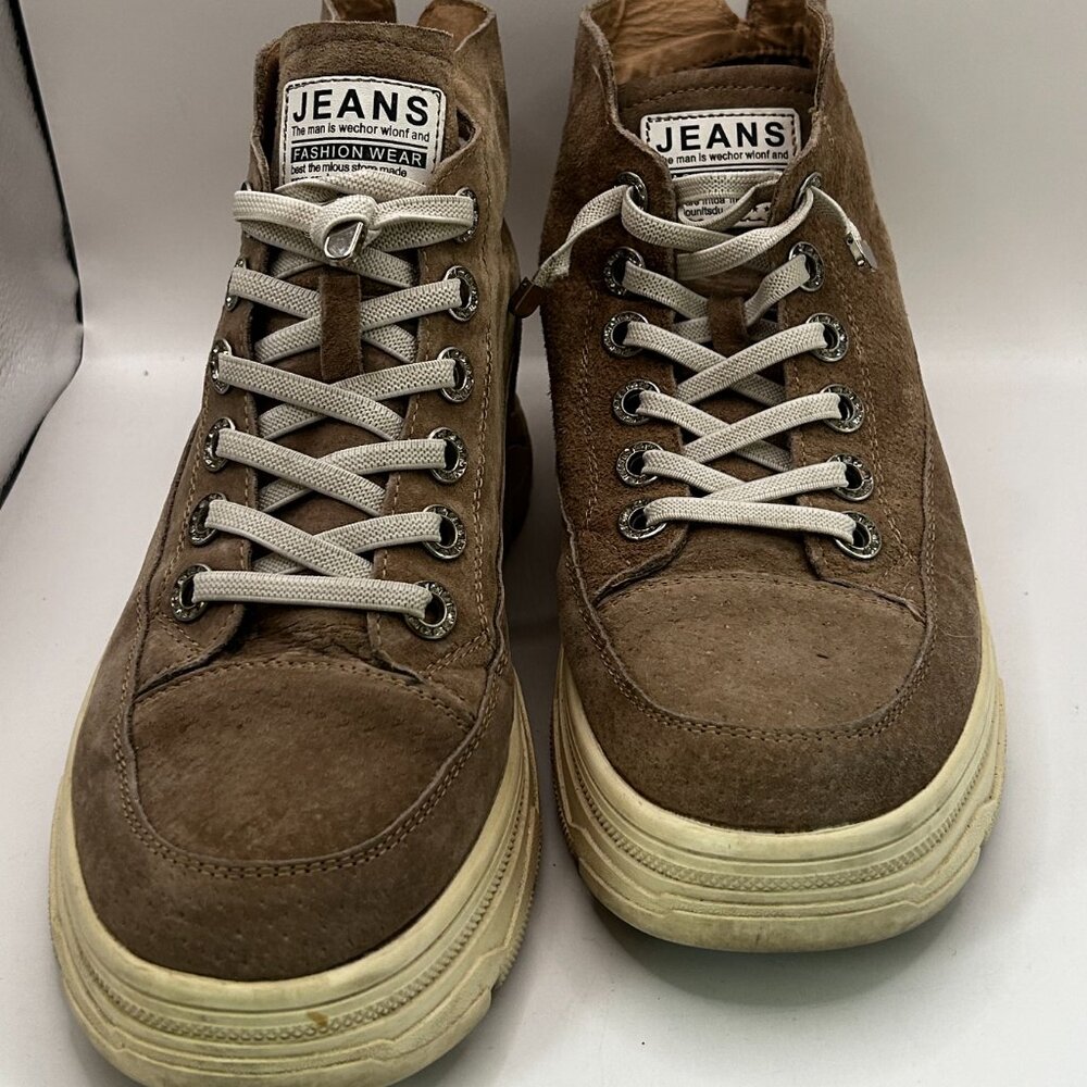 LONZA Brown Suede, White Sole Women's Ankle Boots. Crystal Lace Eyelets! 7